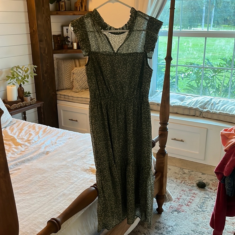Green floral dress